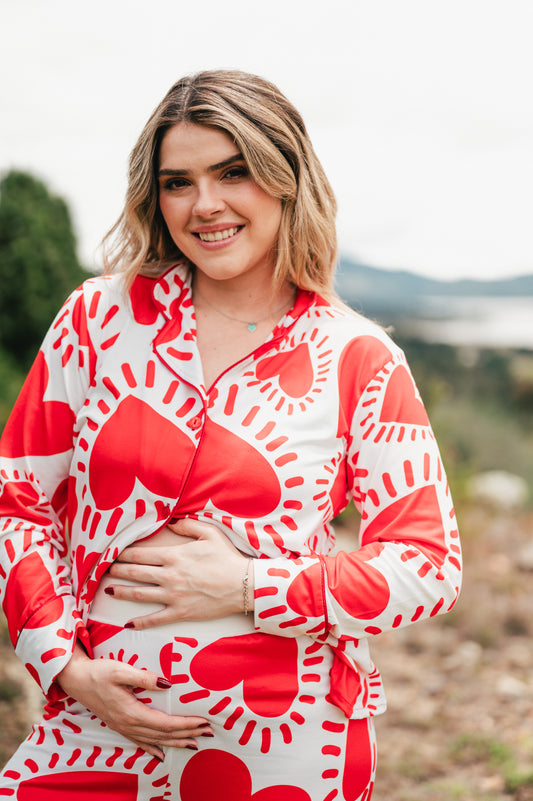 Amor Rojo - Camisa Manga Larga y Pantalon Maternidad