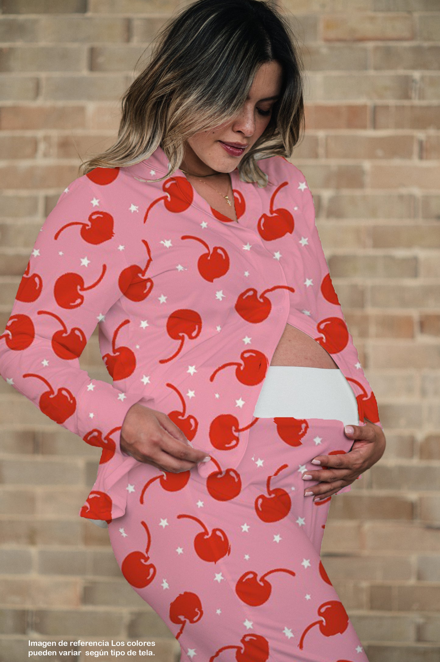 Cerezas Encantadas - Camisa Manga Larga y Pantalon Maternidad