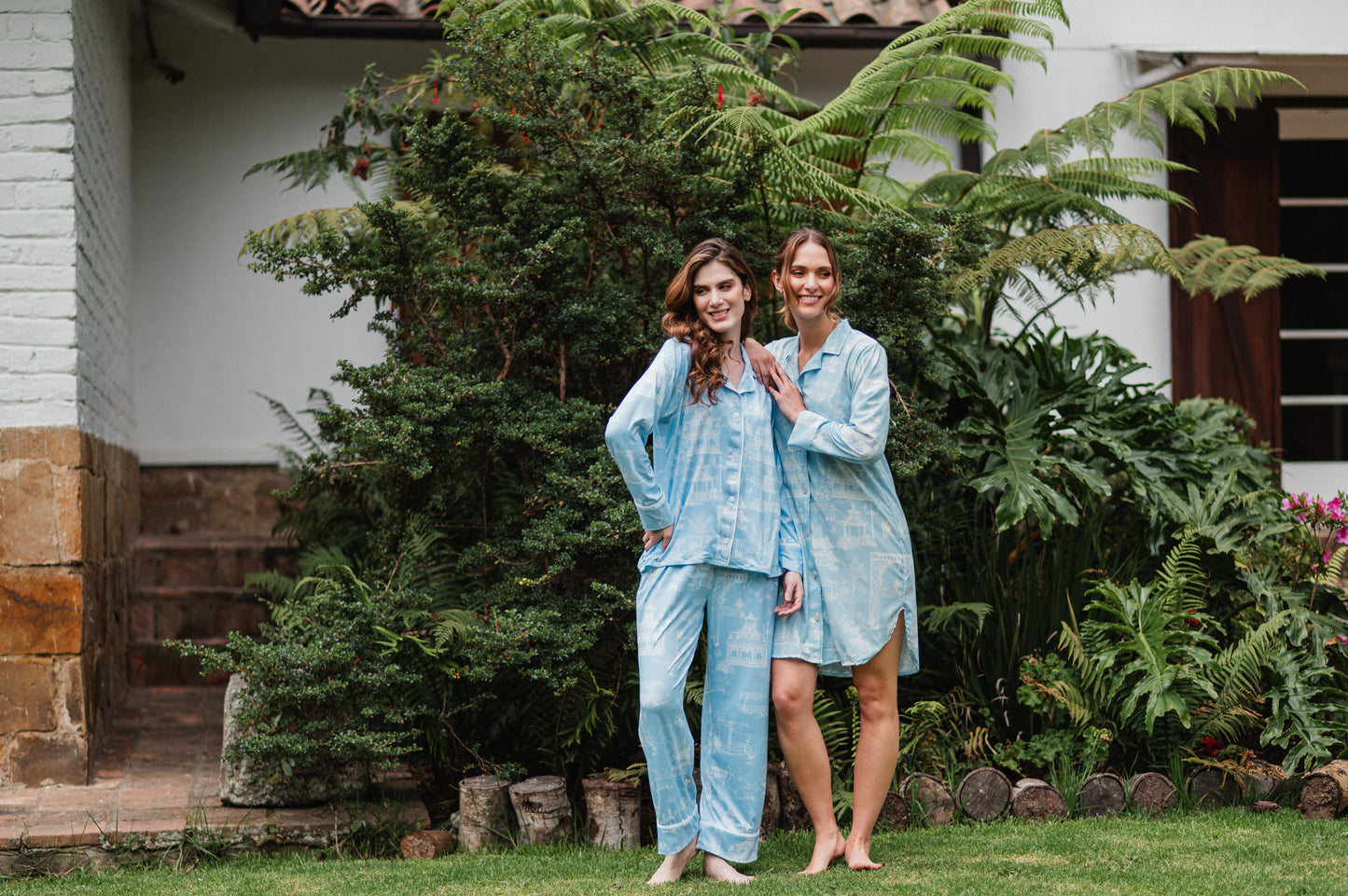 Casita China Celeste - Camisa Manga Larga y Pantalon