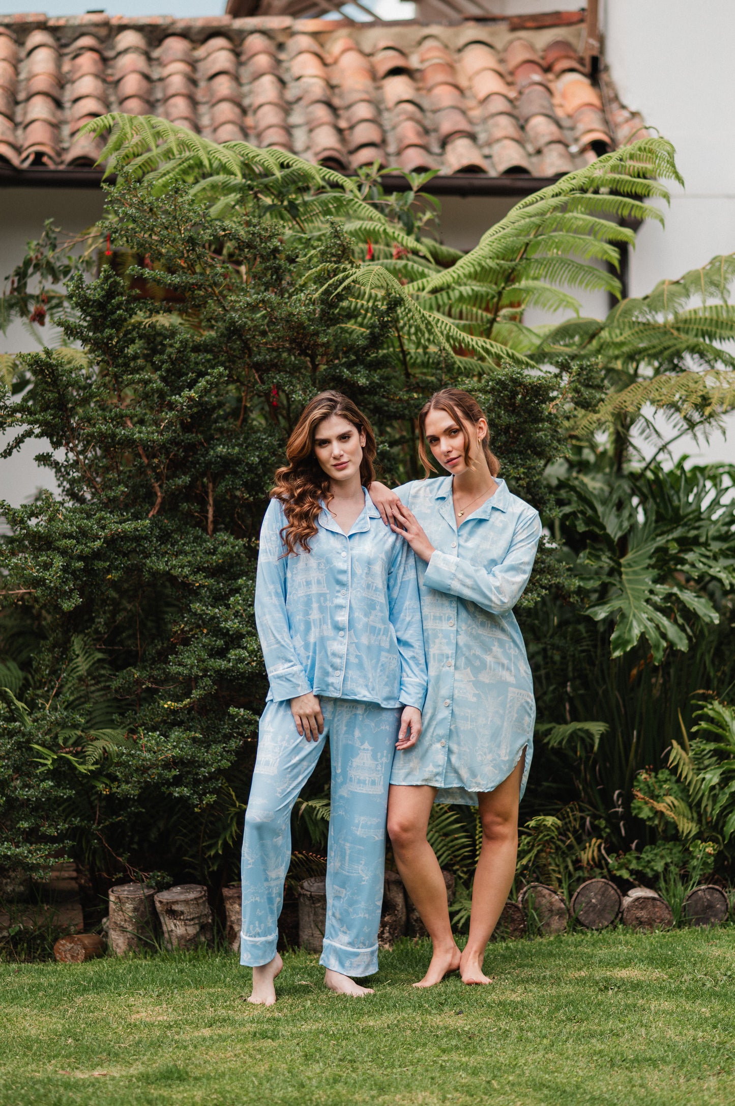 Casita China Celeste - Camisa Manga Larga y Pantalon