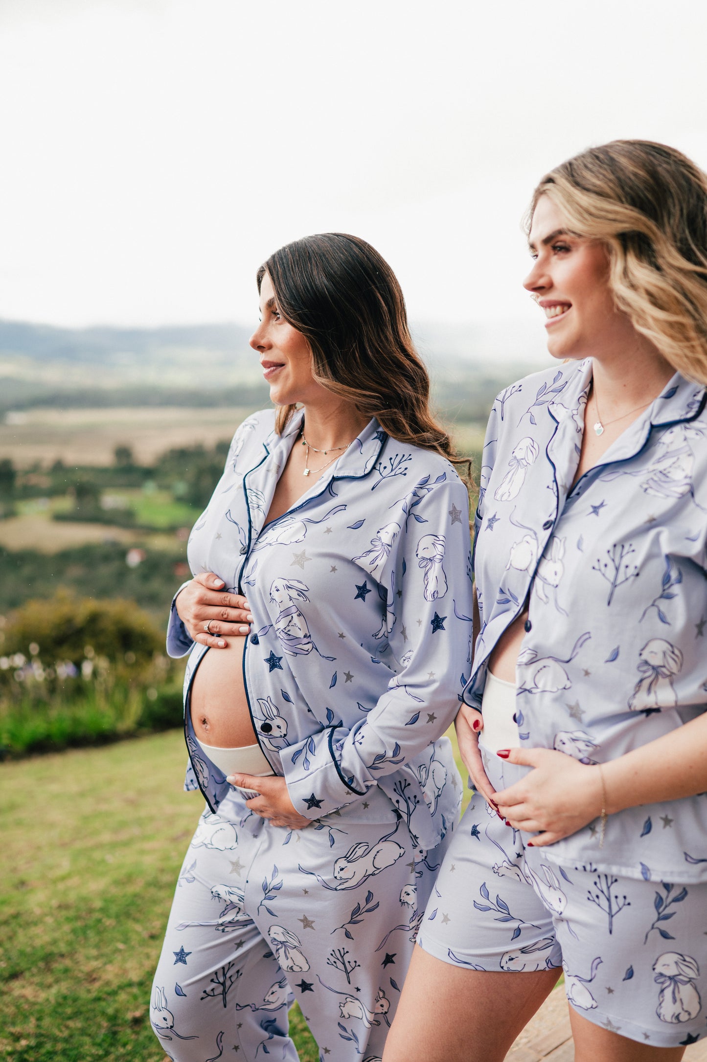 Conejito Azul - Camisa Manga Larga y Pantalon Maternidad