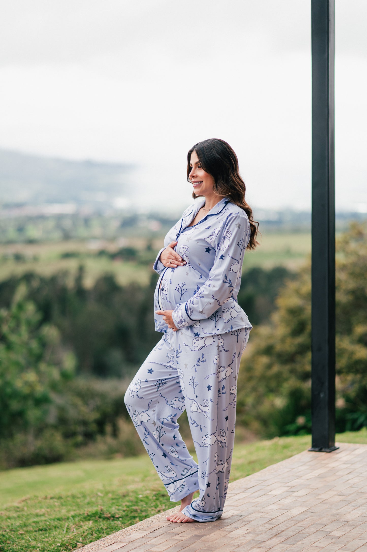 Conejito Azul - Camisa Manga Larga y Pantalon Maternidad