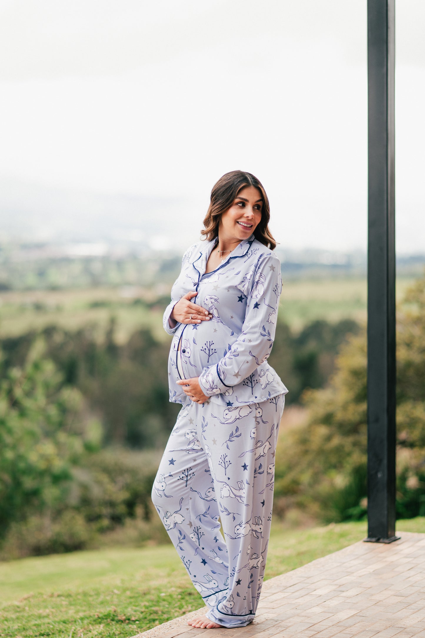 Conejito Azul - Camisa Manga Larga y Pantalon Maternidad