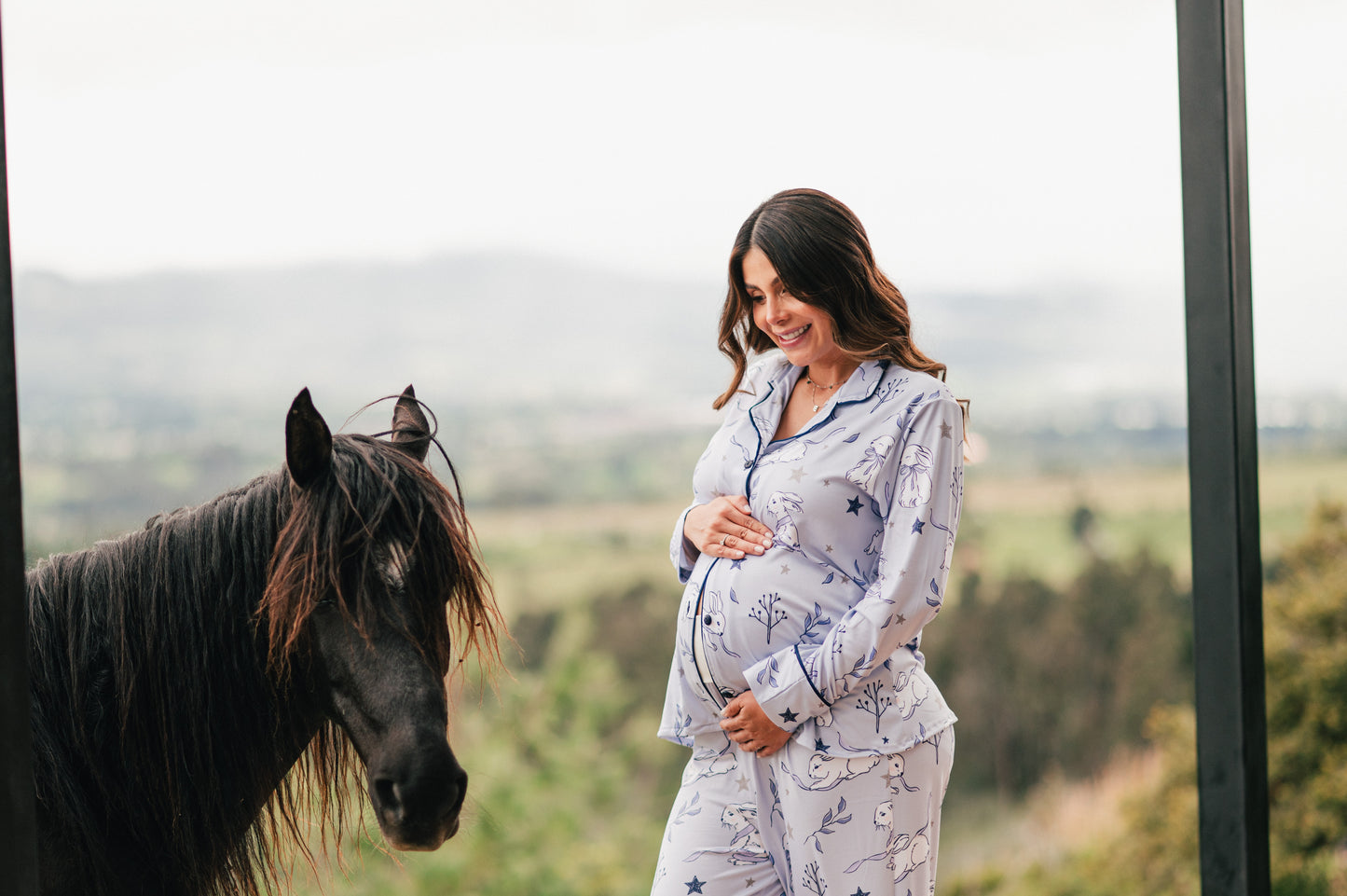 Conejito Azul - Camisa Manga Larga y Pantalon Maternidad