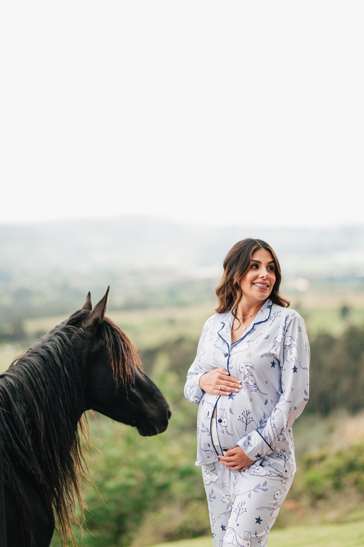 Conejito Azul - Camisa Manga Larga y Pantalon Maternidad