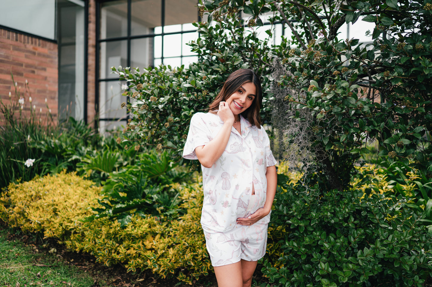 Conejito Rosa - Camisa Manga Corta y Short Maternidad