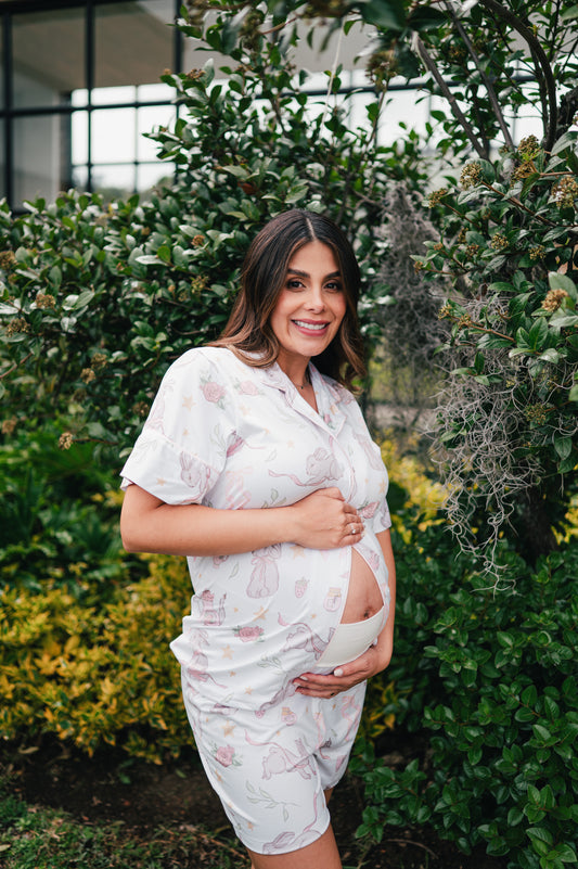 Conejito Rosa - Camisa Manga Corta y Short Maternidad