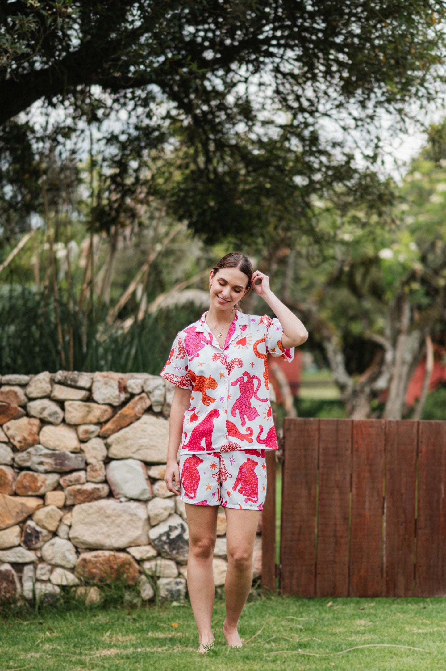 Fantasia Felina Blanco - Camisa Manga Corta y Short