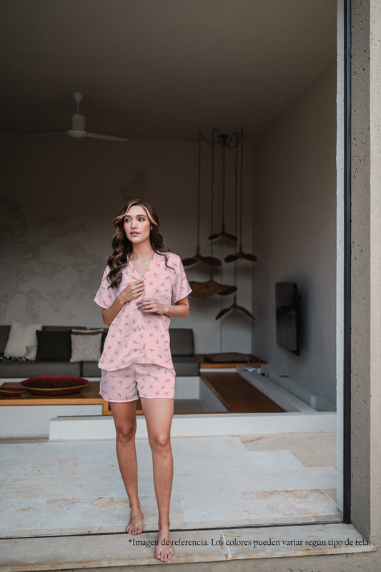 Golondrinas en Rosa - Camisa Manga Corta y Short