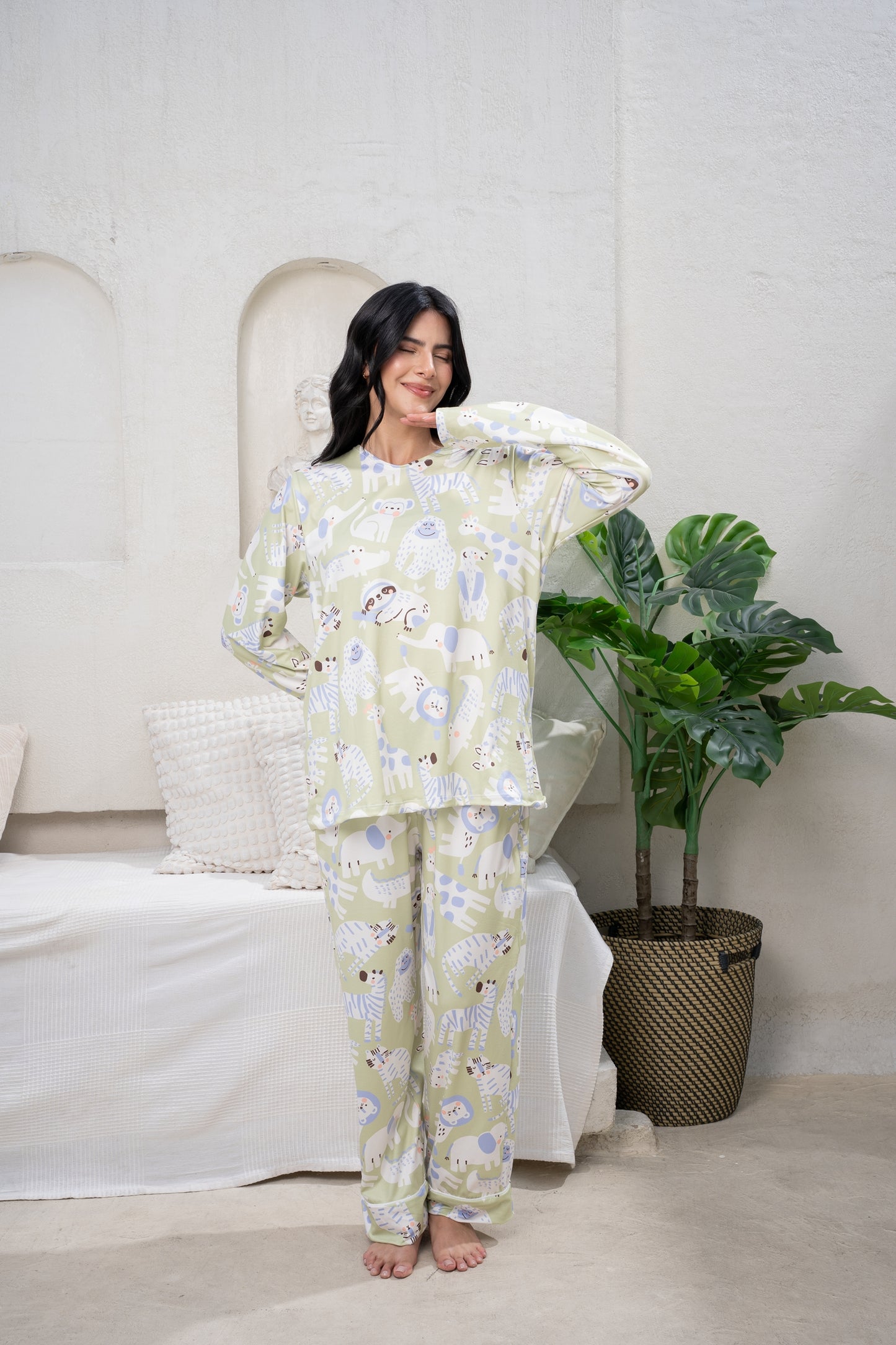 Jungle Animals Lemon - Buso Cuello Redondo Y Pantalon