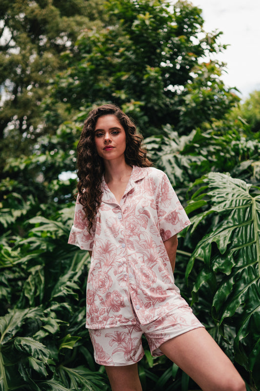 Lirios Rosa - Camisa Manga Corta y Short