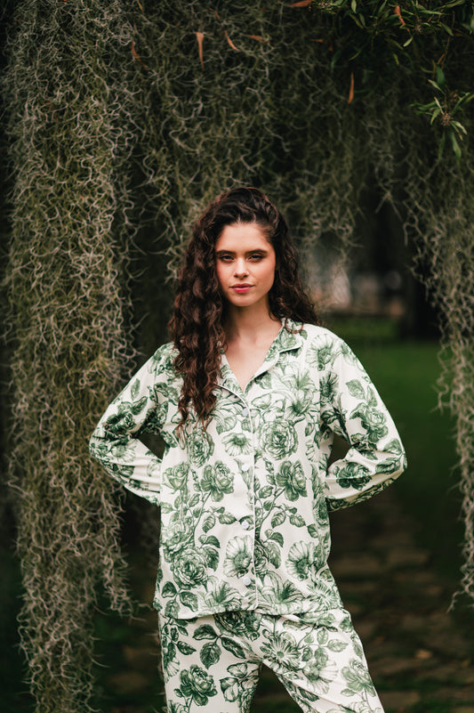 Lirios Verde - Camisa Manga Larga y Pantalon