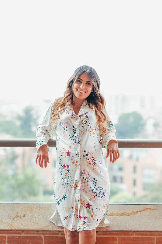 Lluvia de Estrellas - Camison Manga Larga De Maternidad