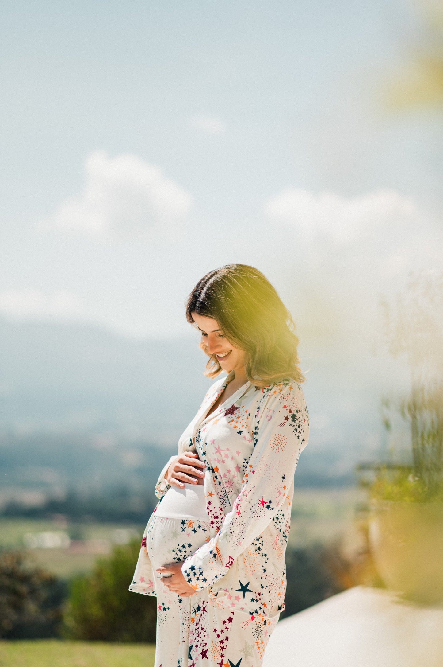 Lluvia de Estrellas - Camisa Manga Larga Y Pantalon Ancho Maternidad