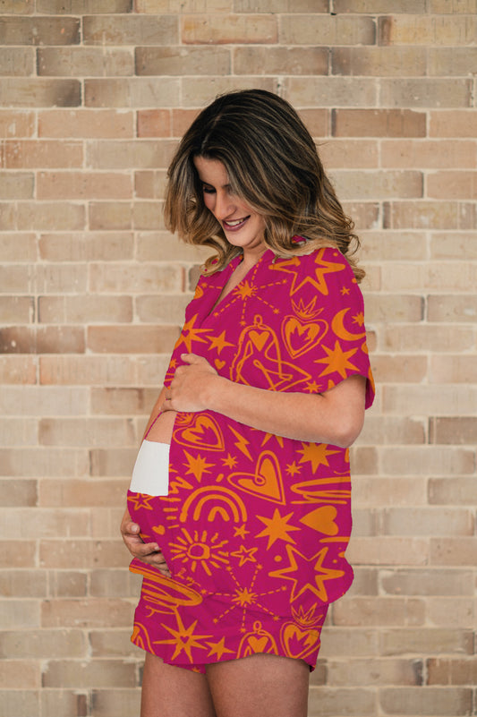 Magic Love Red - Camisa Manga Corta y Short Maternidad