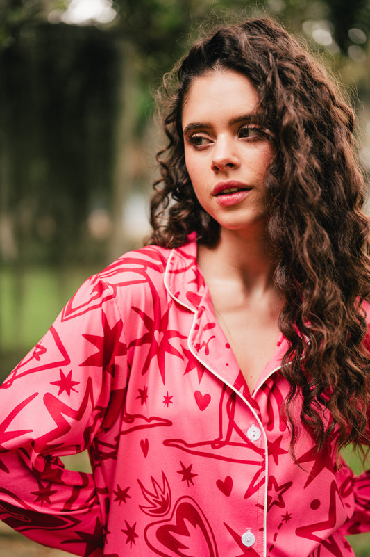 Magic Love Pink - Camisa Manga Larga y Pantalon