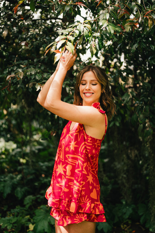 Magic Love Red - Blura de Arandelas y Short Arandelas