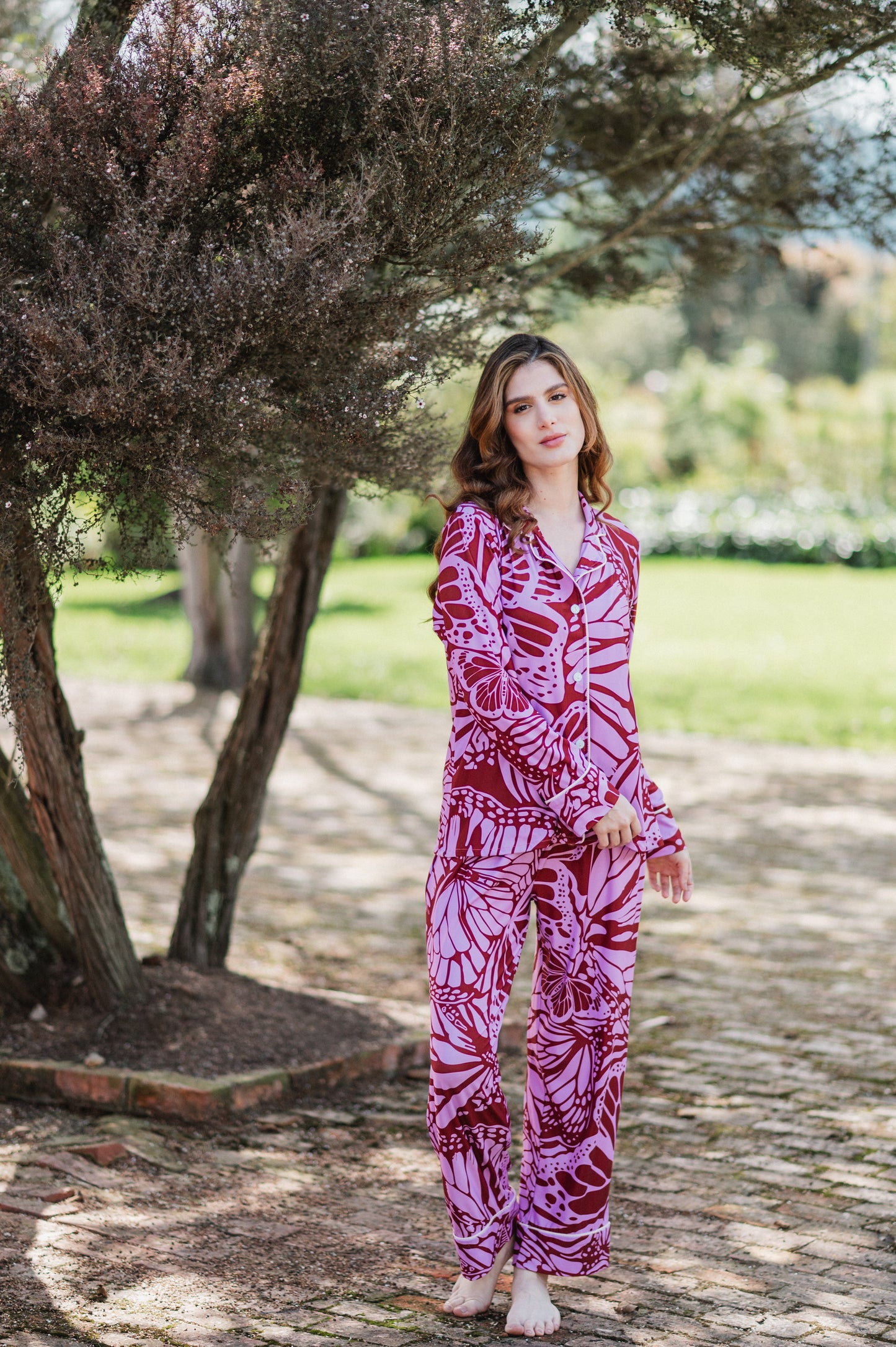 Mariposas en Rosa - Camisa Manga Larga y Pantalon