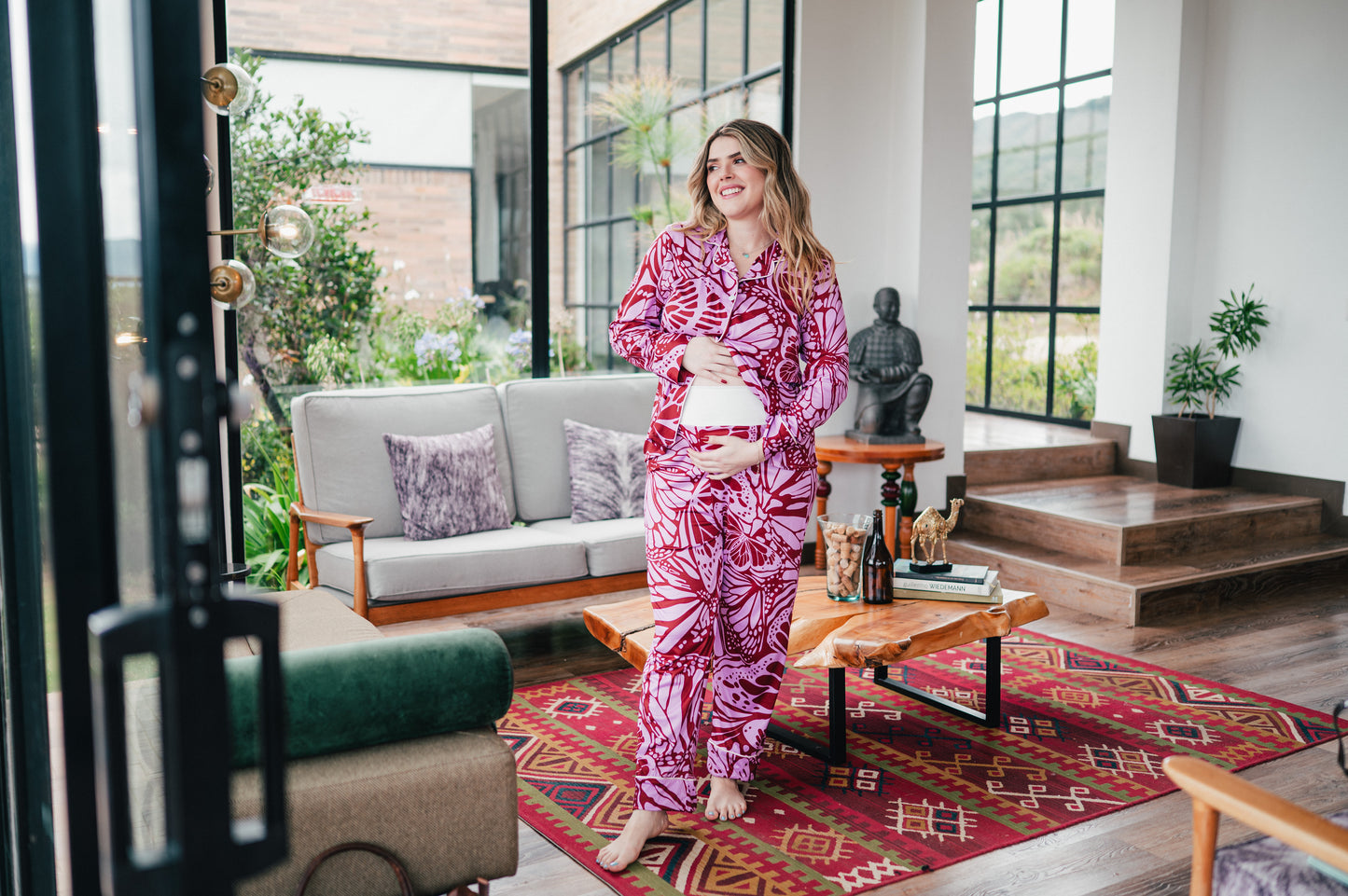 Mariposas en Rosa - Camisa Manga Larga y Pantalon Maternidad