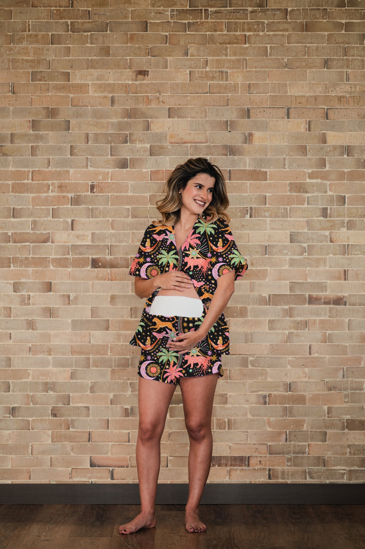 Paradise Black - Camisa Manga Corta y Short Maternidad