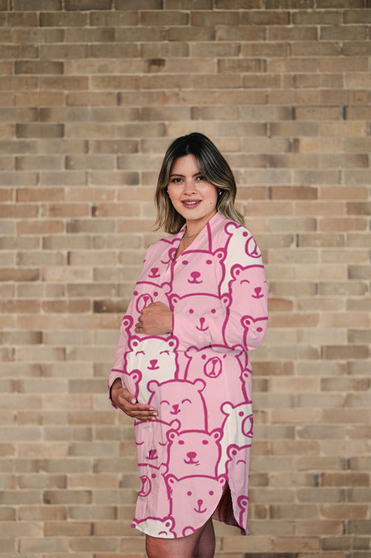 Pink Bear - Camison Manga Larga Maternidad