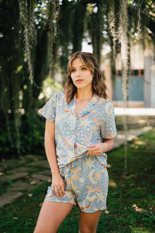 Paradise Blue - Camisa Manga Corta y Short