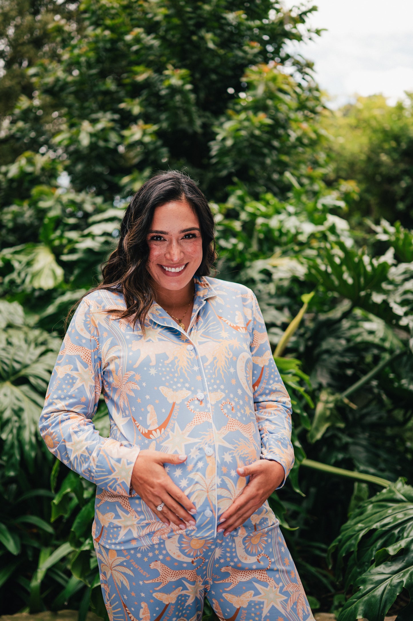 Paradise Blue - Camisa Manga Larga y Pantalon Maternidad