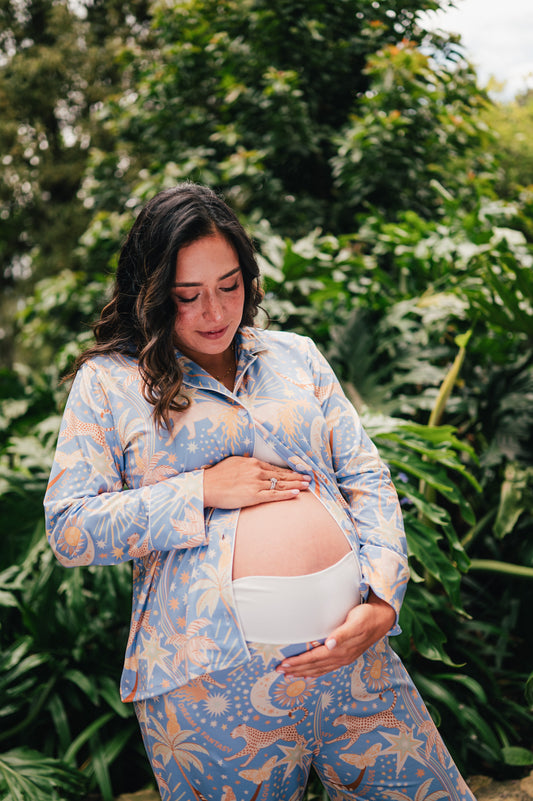 Paradise Blue - Camisa Manga Larga y Pantalon Maternidad