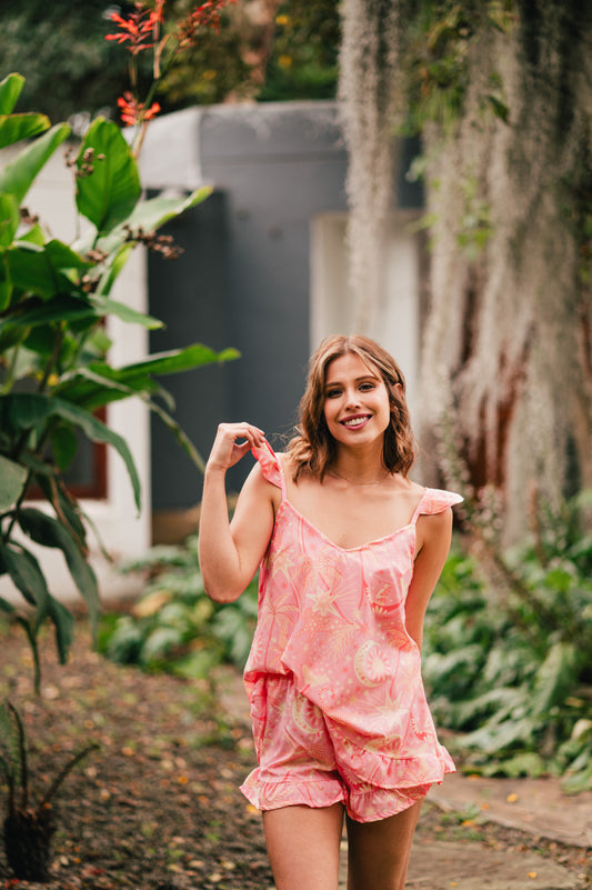 Paradise Pink - Blura de Arandelas y Short Arandelas