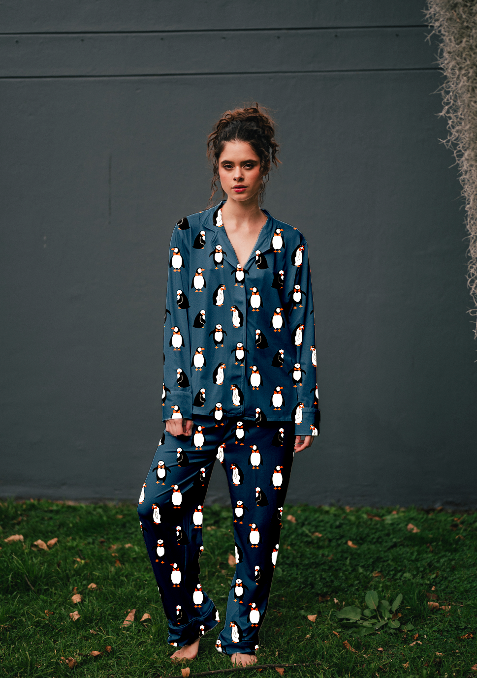 Pinguinos Azul Oscuro - Camisa Manga Larga y Pantalon