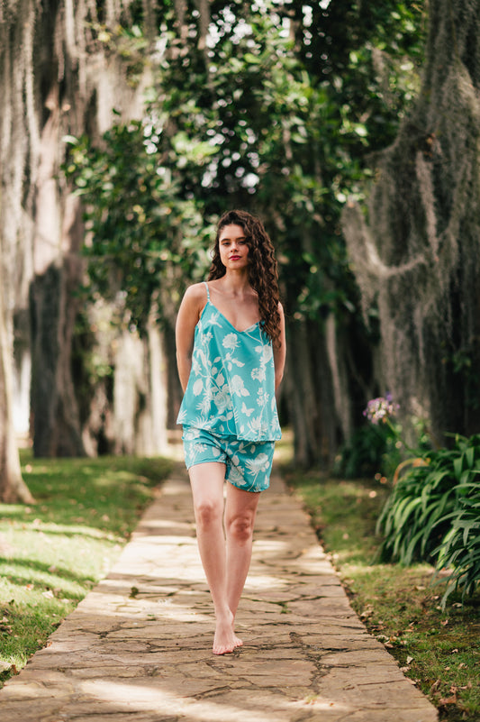 Rosal Turqueza - Blusa Tiritas y Short