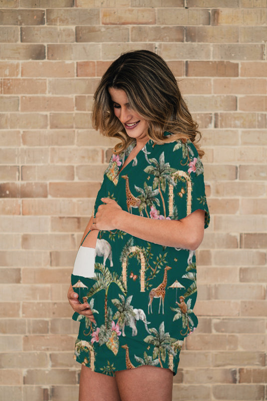 Selva Hindu Jade - Camisa Manga Corta y Short Maternidad
