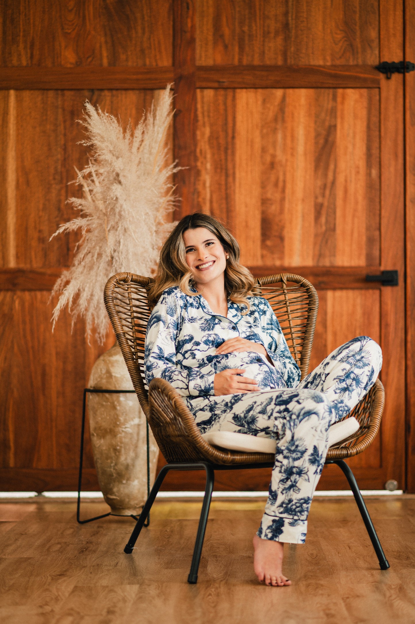 Selva Africana Azul - Camisa Manga Larga y Pantalon Maternidad