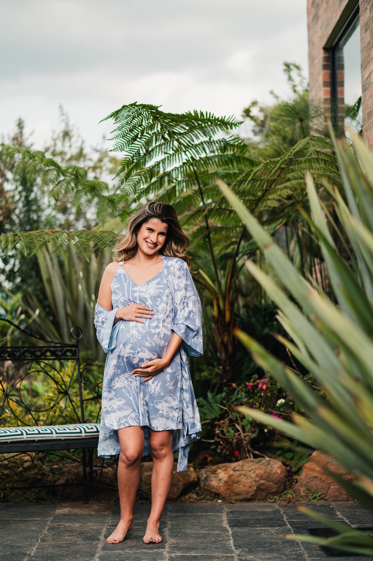Selva Africana Celeste - Kimono y Bata Broche Lactancia