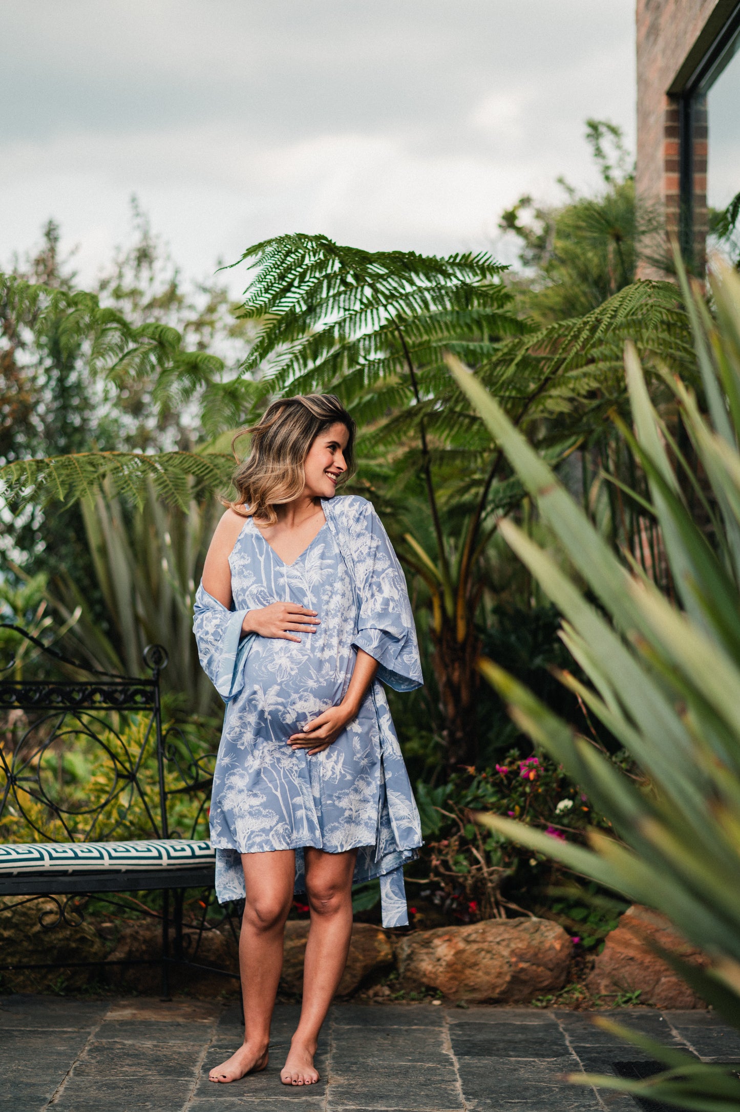 Selva Africana Celeste - Kimono y Bata Broche Lactancia