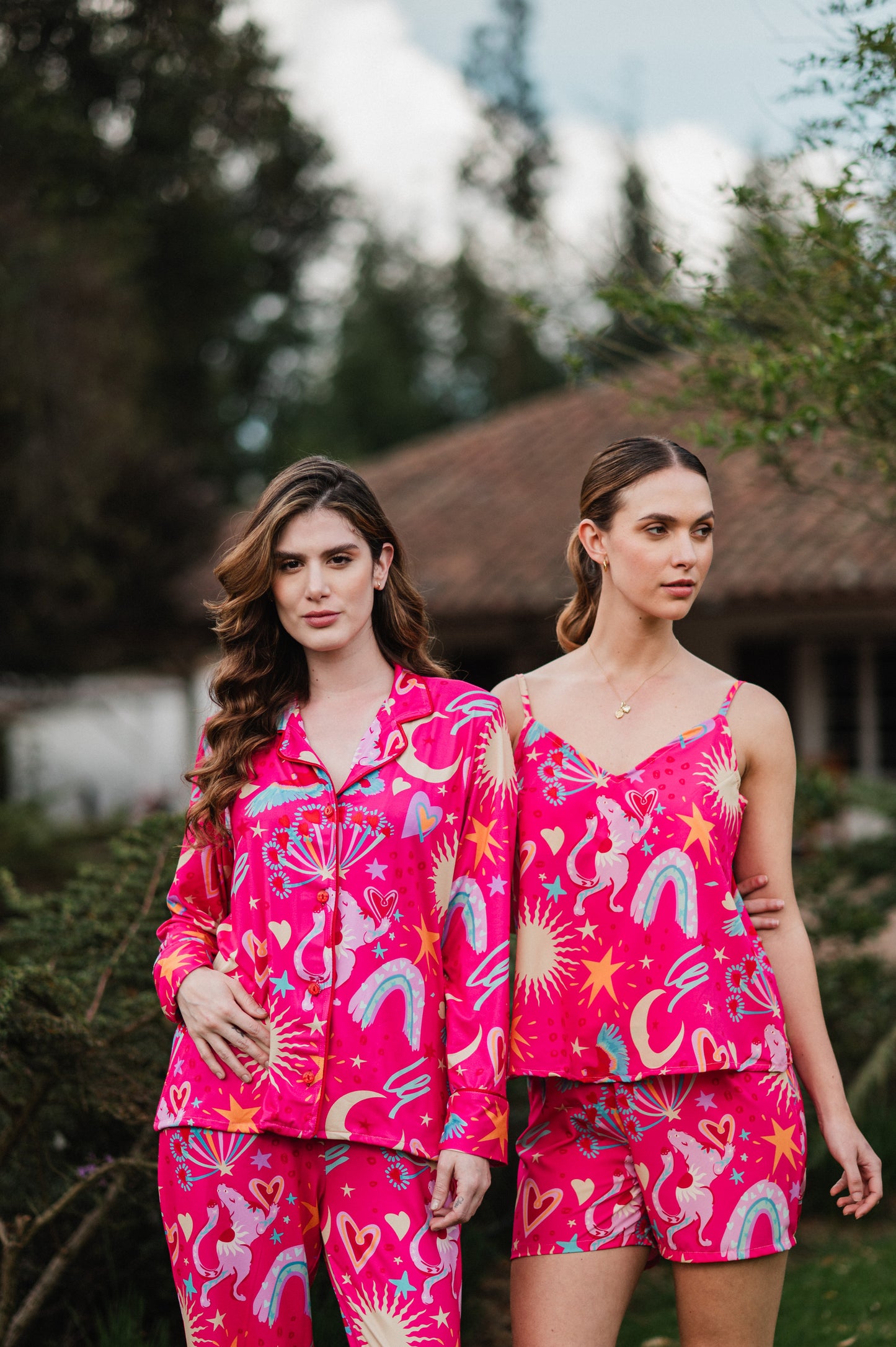 Suspiro de Amor Fucsia - Camisa Manga Larga y Pantalon