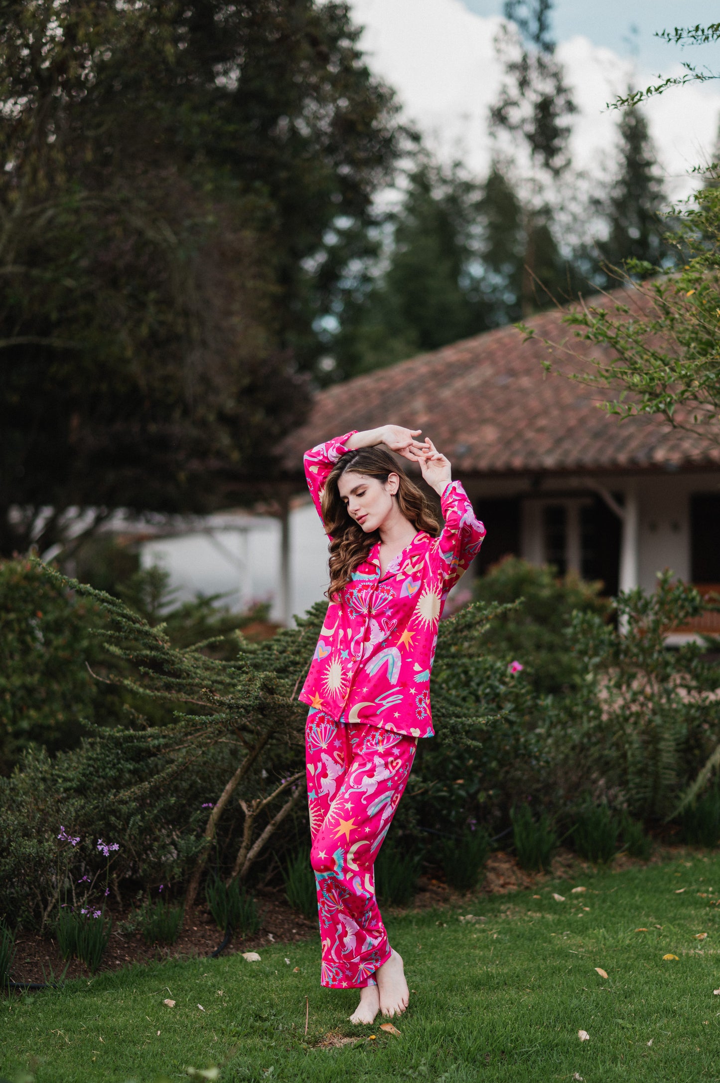 Suspiro de Amor Fucsia - Camisa Manga Larga y Pantalon