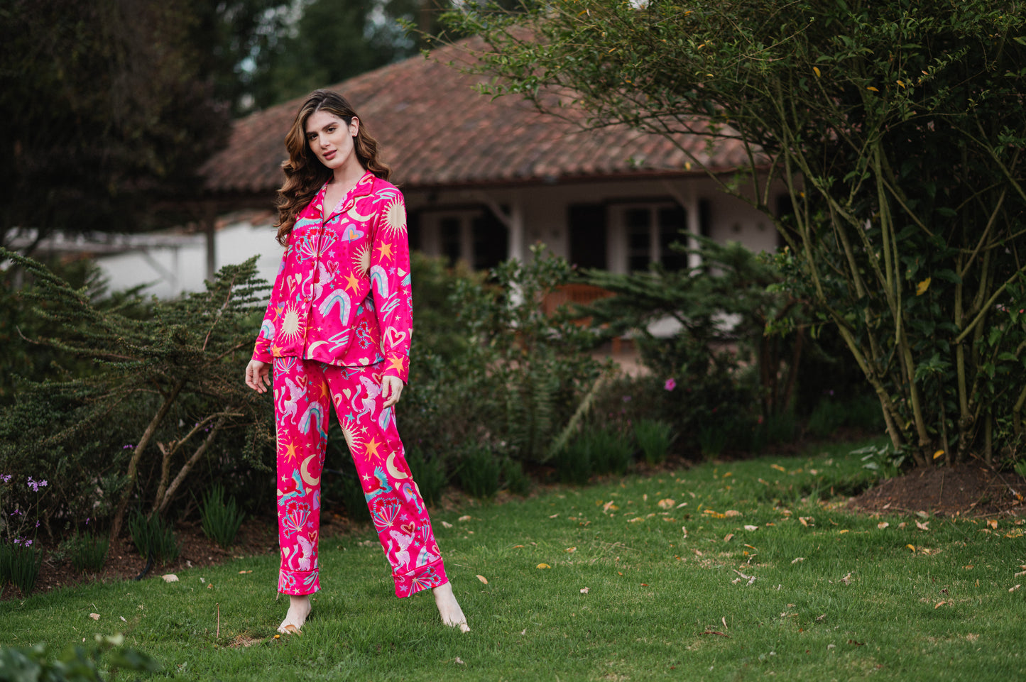 Suspiro de Amor Fucsia - Camisa Manga Larga y Pantalon