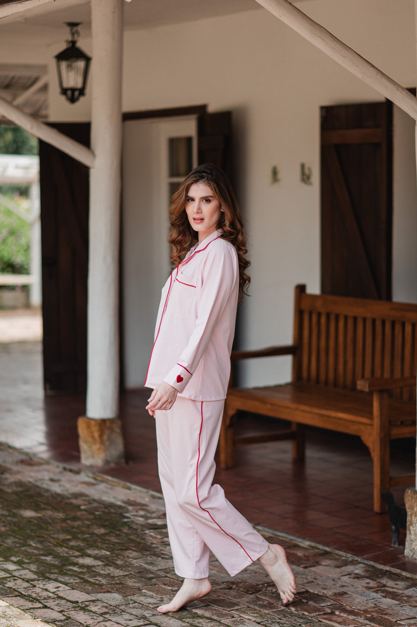 Rosado Algodón 100% - Camisa Manga Larga y Pantalon
