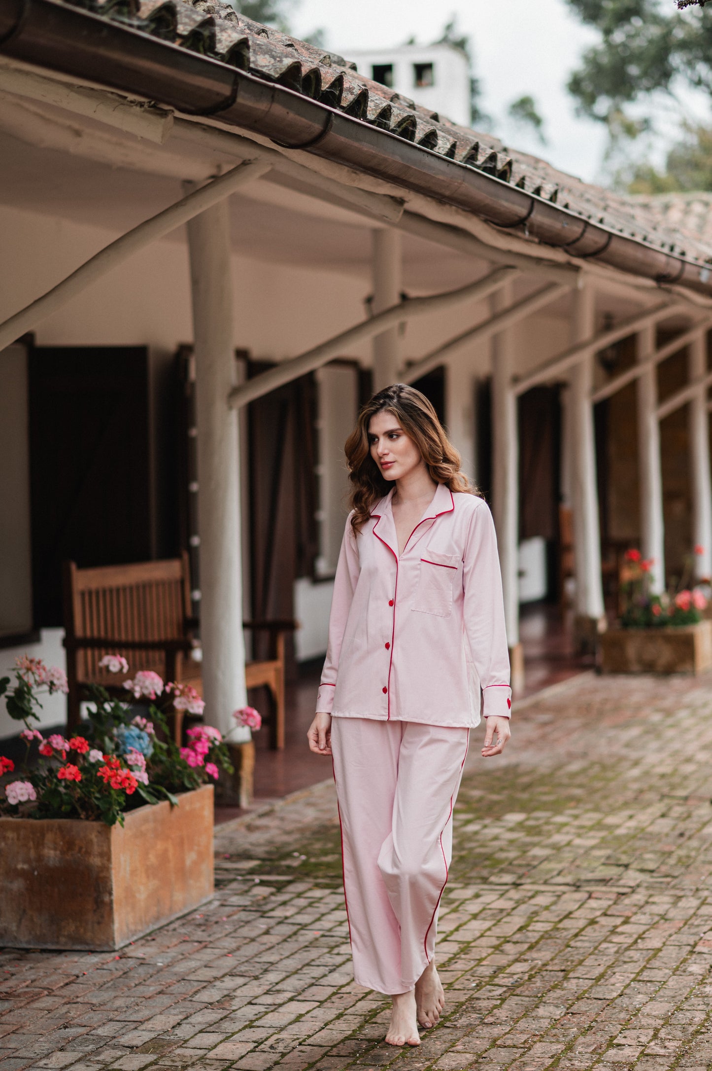Rosado Algodón 100% - Camisa Manga Larga y Pantalon