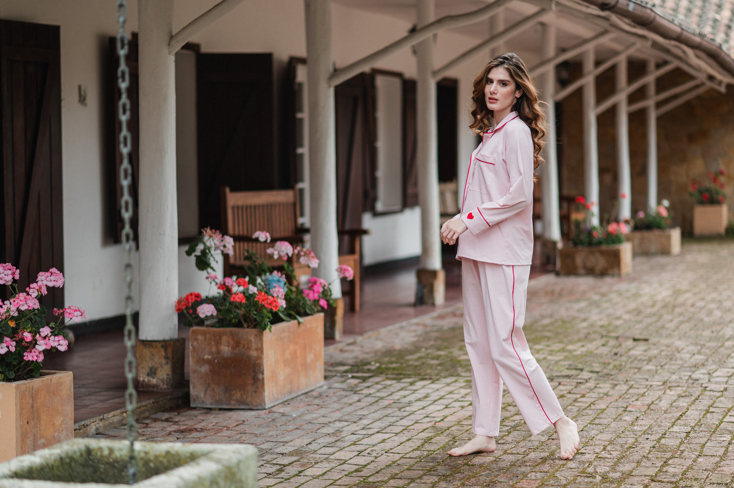 Rosado Algodón 100% - Camisa Manga Larga y Pantalon