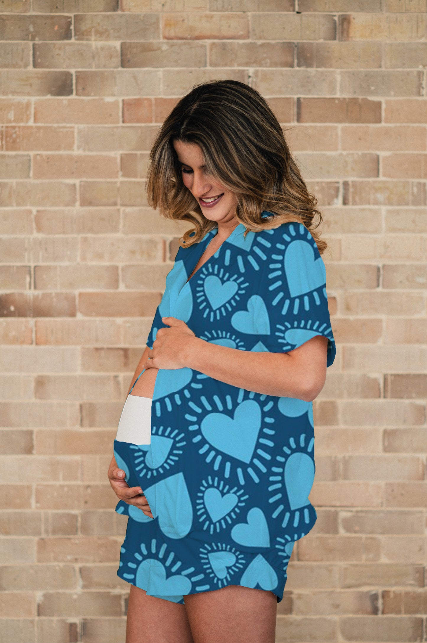 Amor Azul - Camisa Manga Corta y Short Maternidad