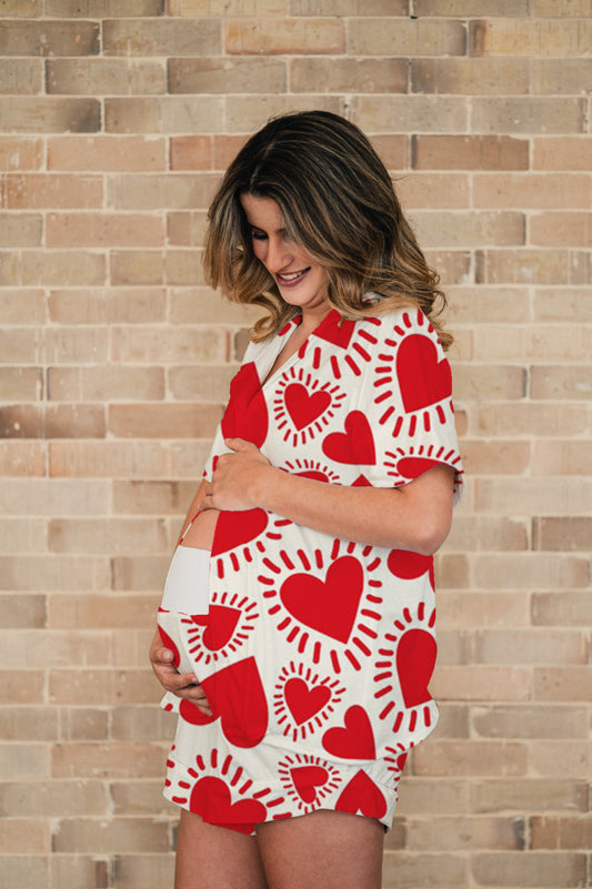 Amor Rojo - Camisa Manga Corta y Short Maternidad