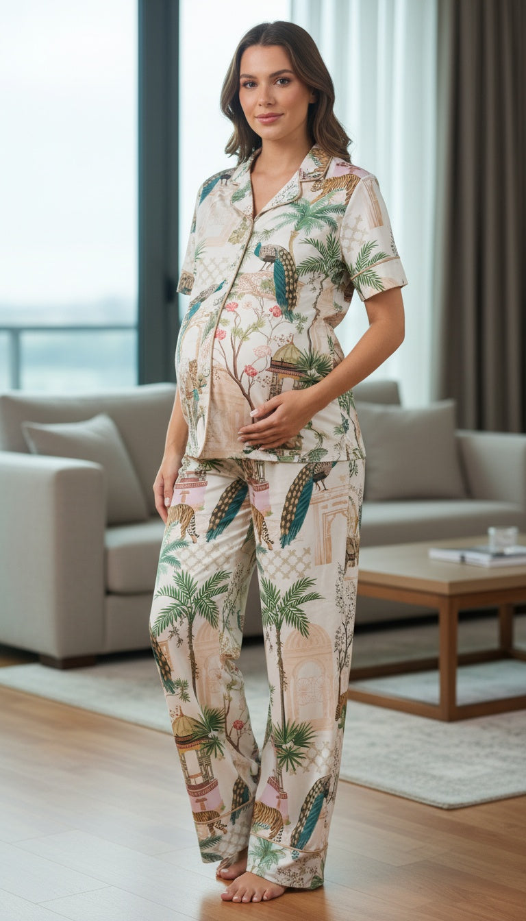 Safari Blanco - Manga Corta + Pantalon Maternidad READY TO SHIP