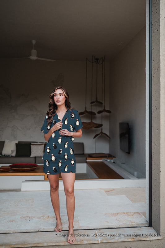 Pinguinos Azul Oscuro - Camisa Manga Corta y Short