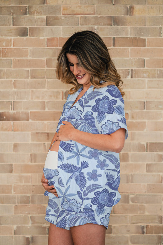 Amazonas Celeste - Camisa Manga Corta y Short Maternidad