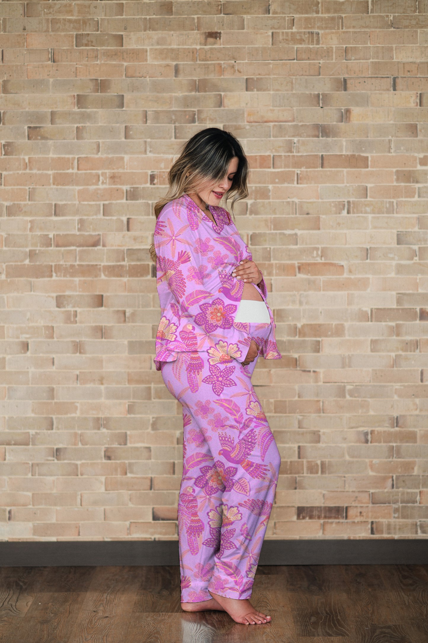 Amazonas Lila - Camisa Manga Larga y Pantalon Maternidad