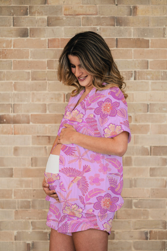 Amazonas Lila - Camisa Manga Corta y Short Maternidad