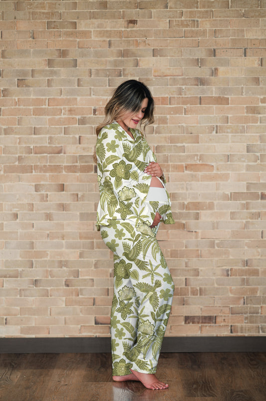 Amazonas Verde - Camisa Manga Larga y Pantalon Maternidad