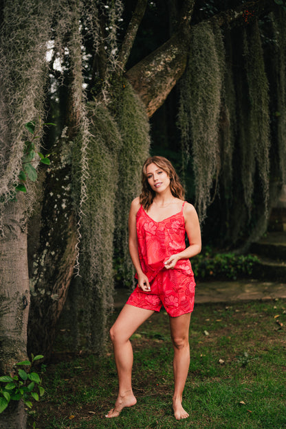 Amazonas Carmesí Blusa de Tiritas y Short | Cómoda y Fresca